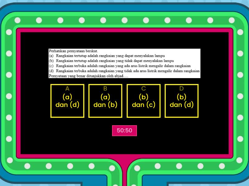 ASESMEN SUMATIF MATERI LISTRIK - Gameshow quiz