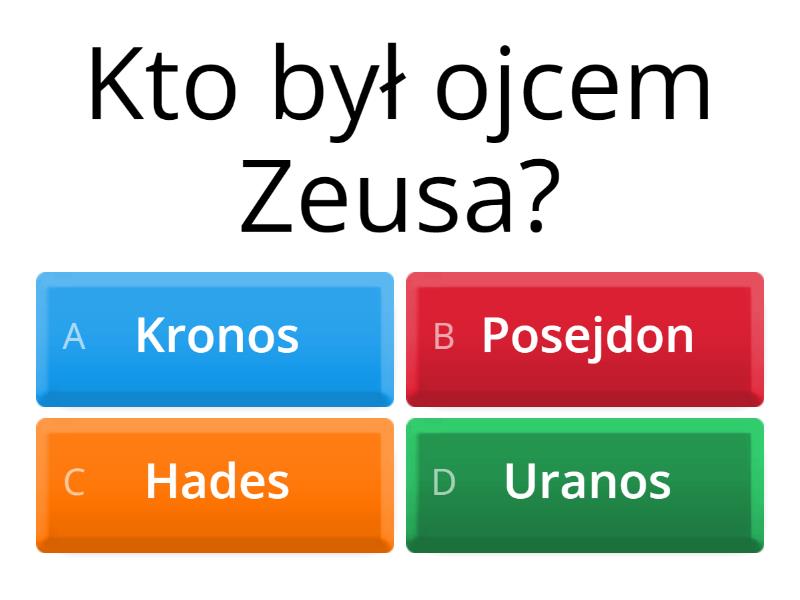 Test Z Lektury Mitologia Grecka Mitologia grecka - test - Cuestionario