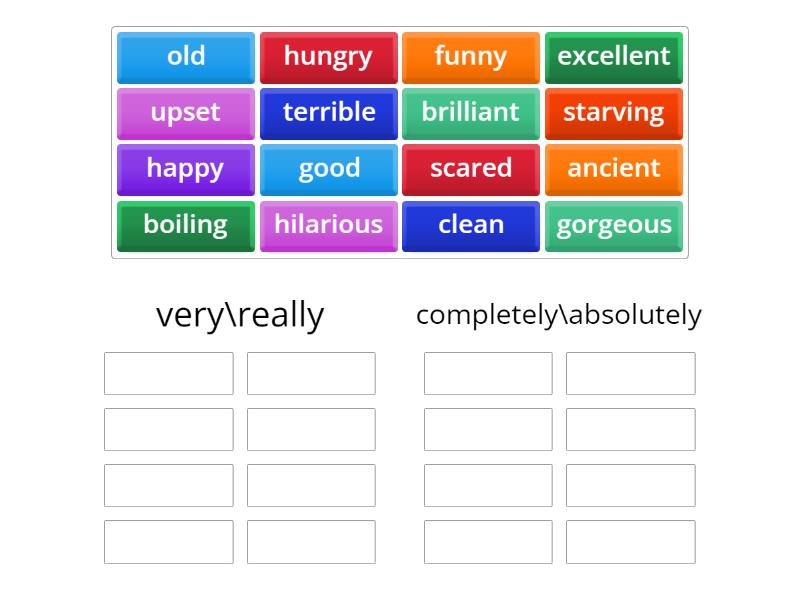 Gradable & non-gradable adjectives - Group sort