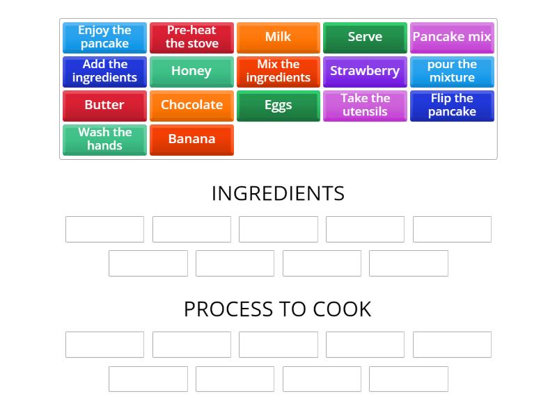 INGREDIENTS AND PROCESS - Group sort