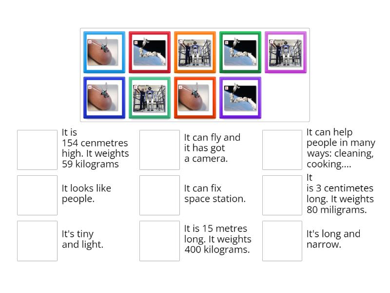 Unit 9 - What are these robots? - Une las parejas