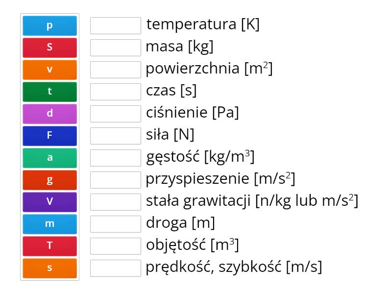 Fizyka-symbole I Jednostki - Połącz W Pary