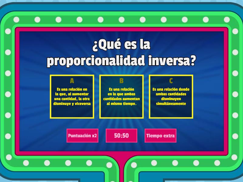 Proporcionalidad Inversa - Gameshow quiz