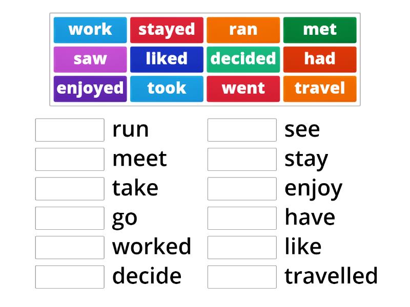 Match the verbs to their meanings. Enjoyed или enjoied.