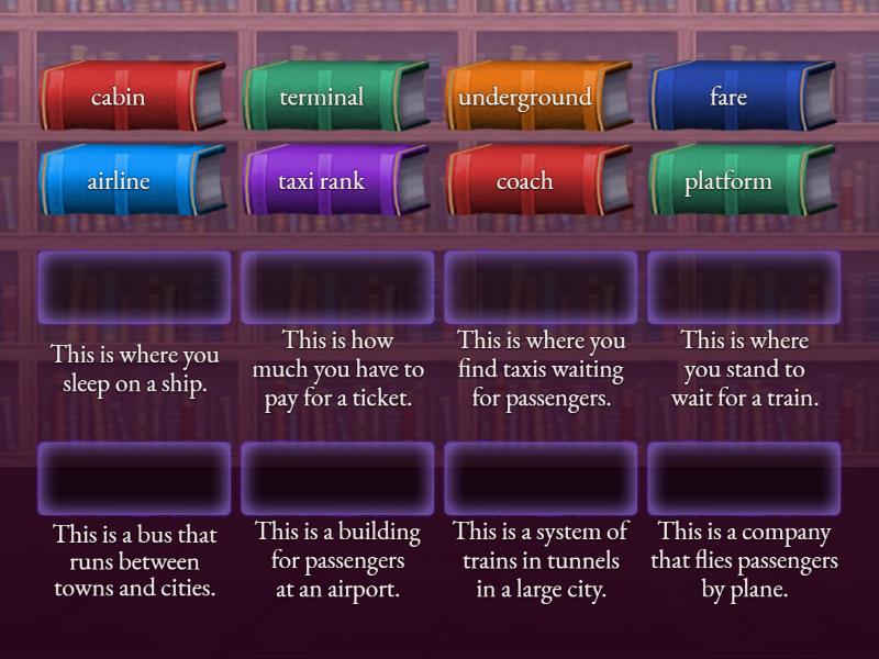 Match the words in the box with the correct definitions. - Match up