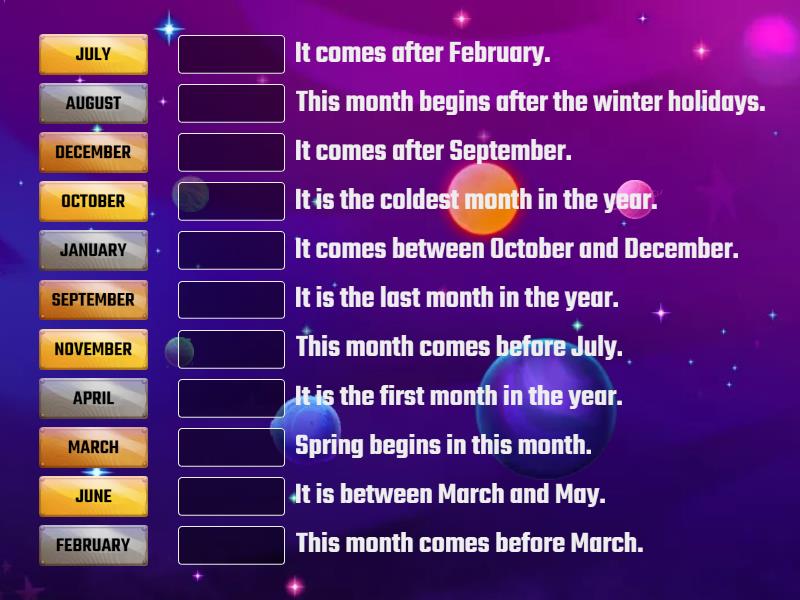 MONTHS OF THE YEAR - Match up