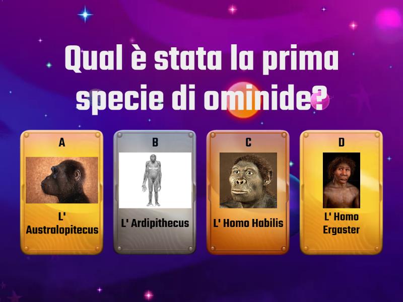 STORIA: gli ominidi classe Terza. - Quiz