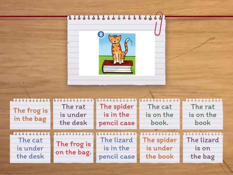 Prepositions on in under - Find the match