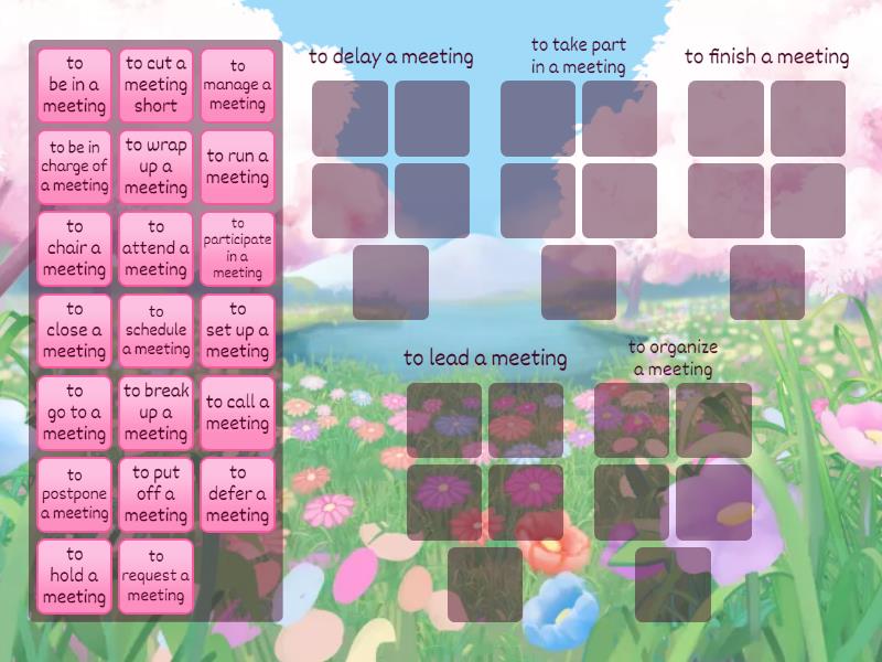 Collocations with Meeting - Group sort