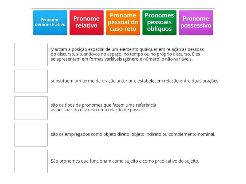 Tipos De Pronomes Match Up 6090