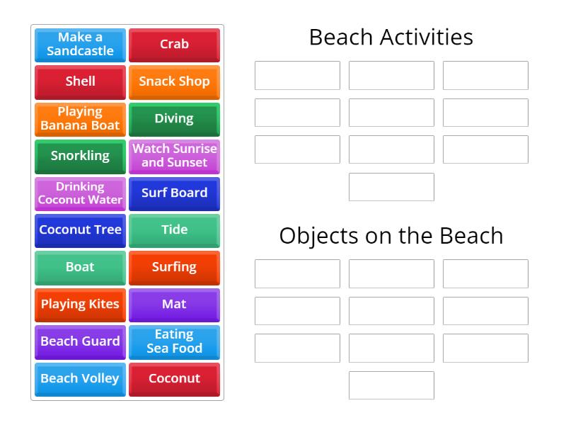Move existing words into the correct categories ! - Group sort
