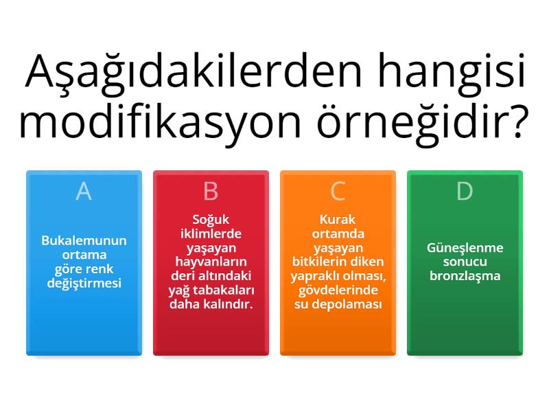 Mutasyon-Adaptasyon-Modifikasyon - Quiz