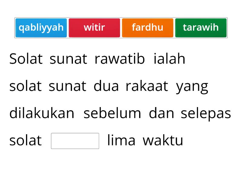 Solat Sunat Menampung Kefardhuan T2 - Complete The Sentence