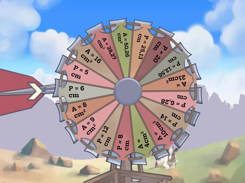 Bingo: Áreas e Perímetros - Spin the wheel