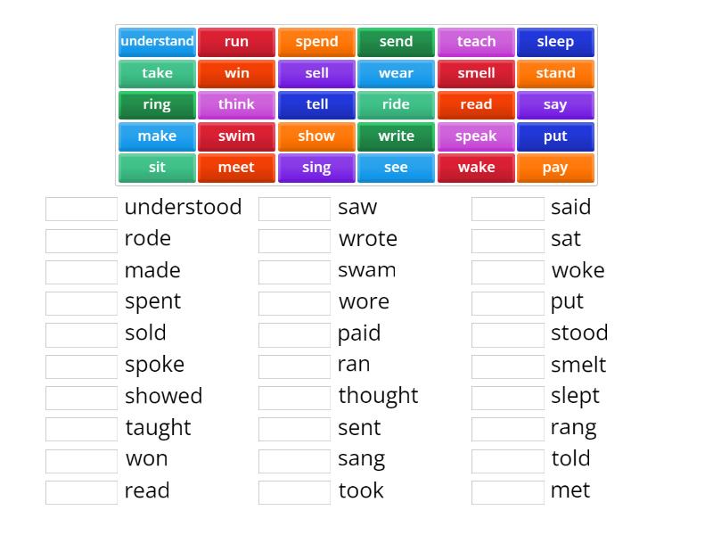 Irregular Verbs Part 2 - Match up