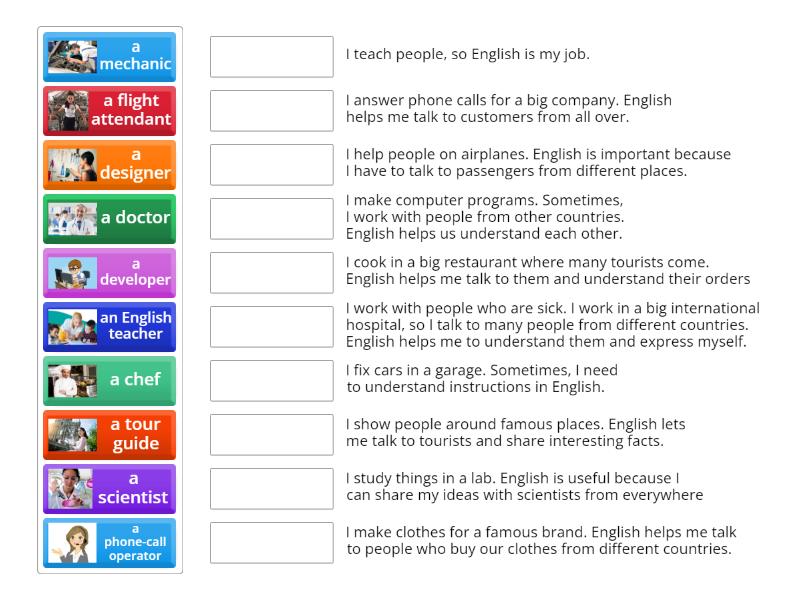 Why learning English A2 - Match up