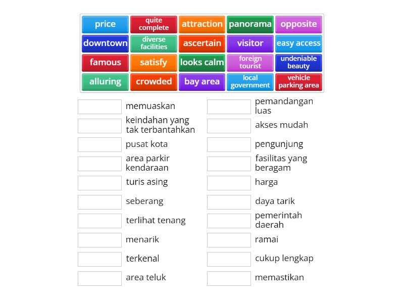 Match the words and the meaning Match up