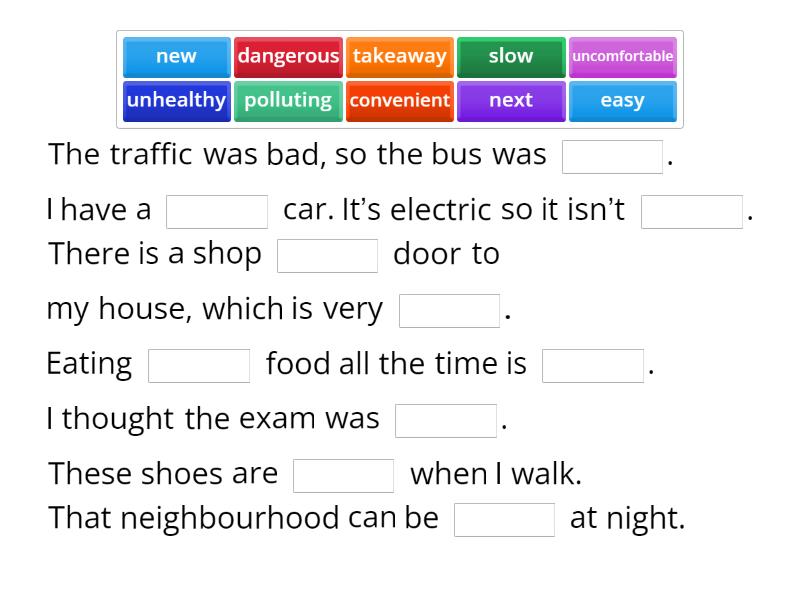 SpeakOut A1 Unit 9.1_Adjectives - Complete the sentence