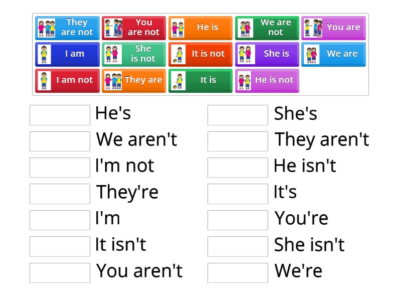 Be verb+ Contraction form - Match up