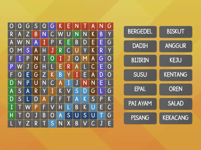 Snek berkhasiat Tahun 3 - Wordsearch