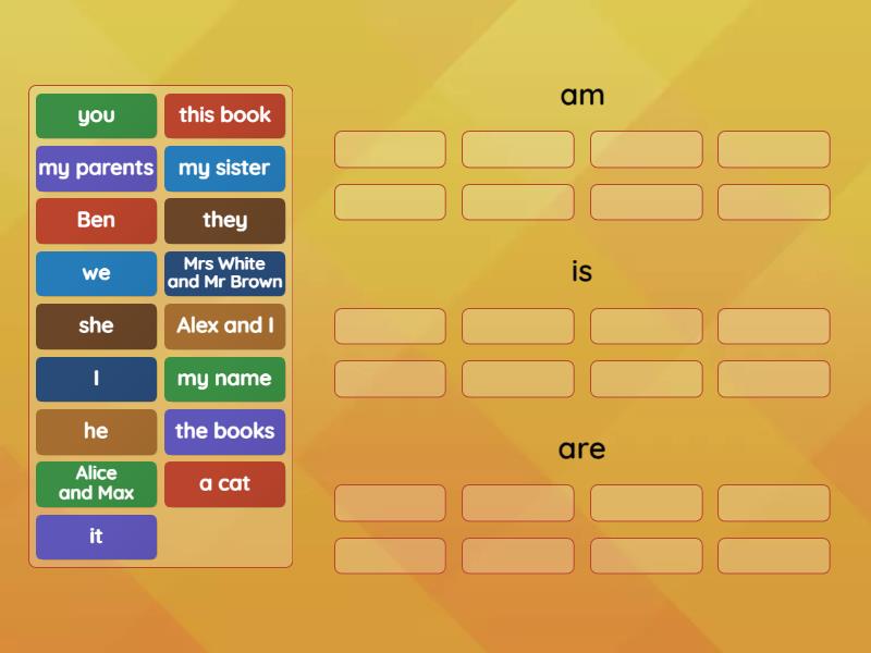 Sorting the verb To be - Group sort