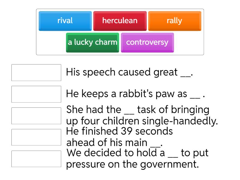 Fill in the gaps with the right word - Match up