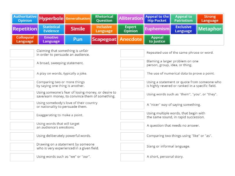 Mix 'n' Match Persuasive Techniques - Match up