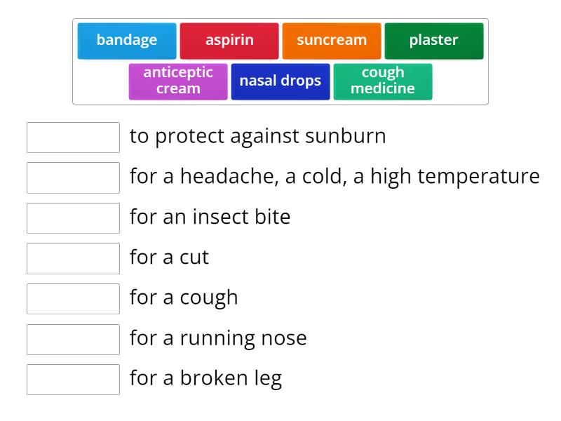 Health problems and first aid - Match up