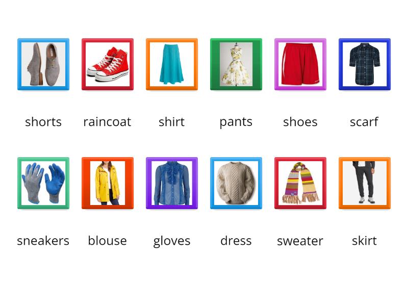Match the Clothing Words and Pictures Unscramble