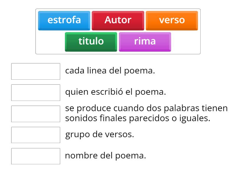 partes del poema 2ºB - Match up