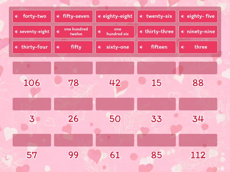 Read and Match numbers - Une las parejas