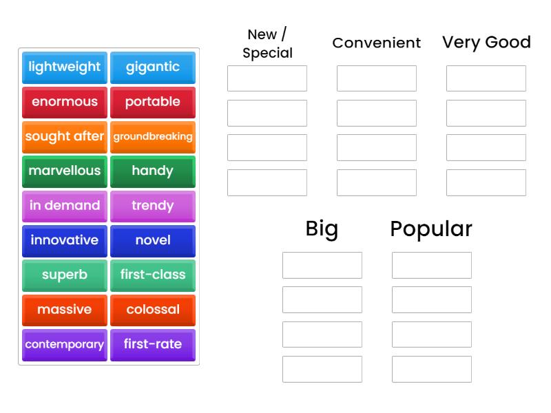 Strong Adjectives - Group sort