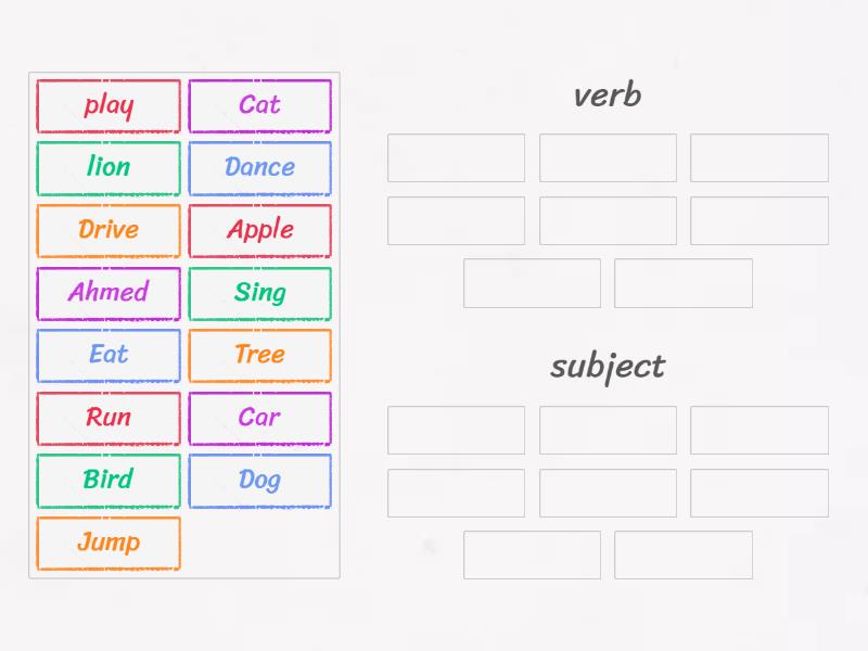Is this a verb or a subject - Group sort