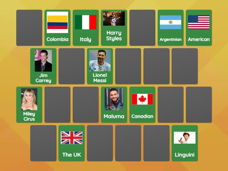 Countries and nationalities - Matching pairs