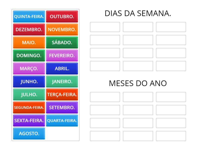 1 DIAS DA SEMANA E MESES Group sort