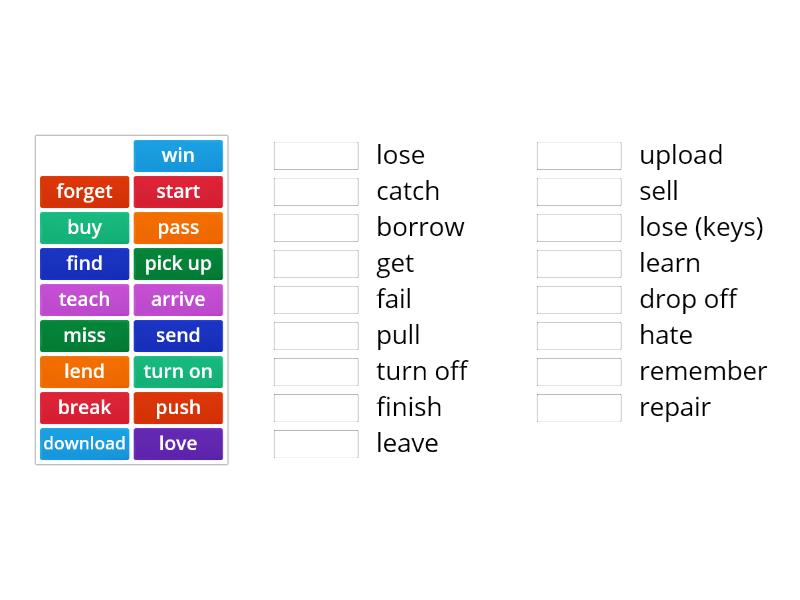 B1.1 - Opposite verbs - Match up