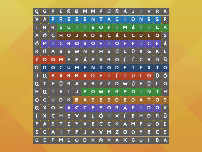 Paquetes Ofimáticos - Sopa de letras