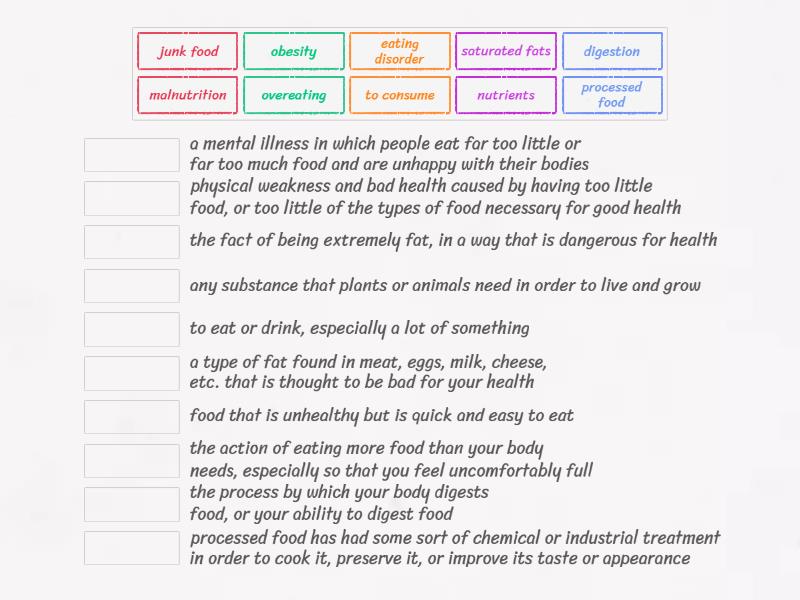 Match words and phrases with their definitions. - Match up