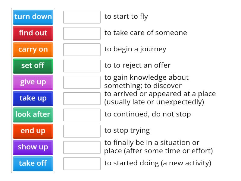 PHRASAL VERBS - Match up