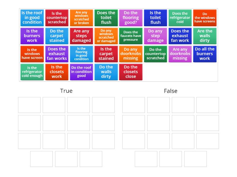 True/ False: Checklist - Group sort