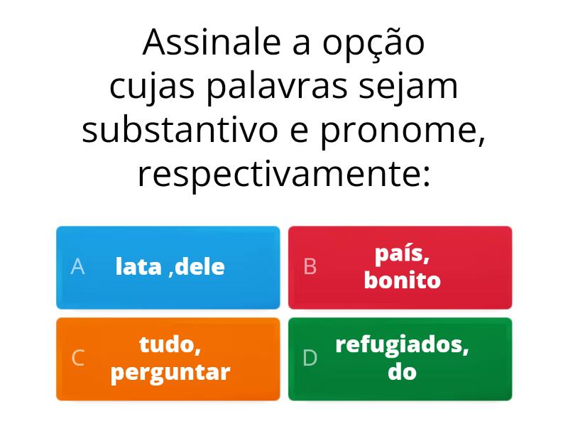 Classe De Palavras, Sujeito E Predicado - Quiz