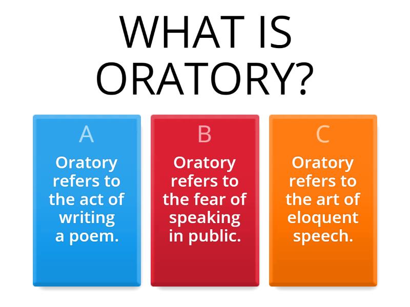 What is Oratory? and some important terms. - Quiz