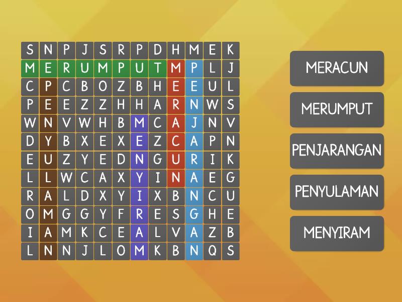 Aktiviti penjagaan tanaman - Wordsearch