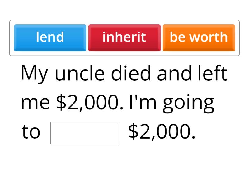 INI7111 7B Money Vocabulary - Complete the sentence