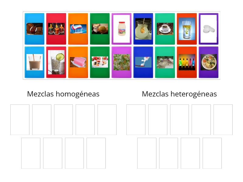 Ejemplos De Mezclas Homogéneas Y Heterogéneas Ordenar Por Grupo 7462