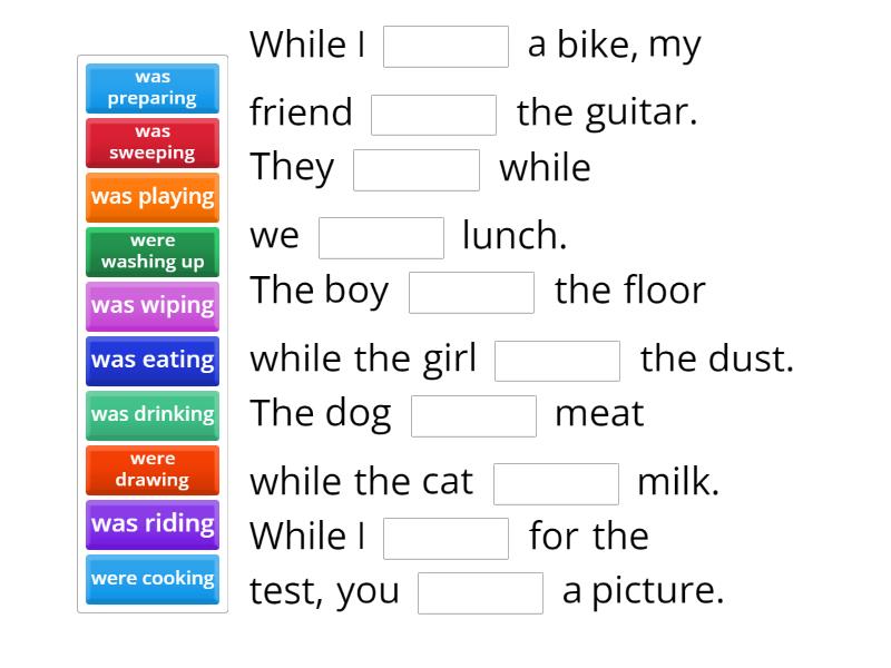 Past Continuous - while activity - Complete the sentence