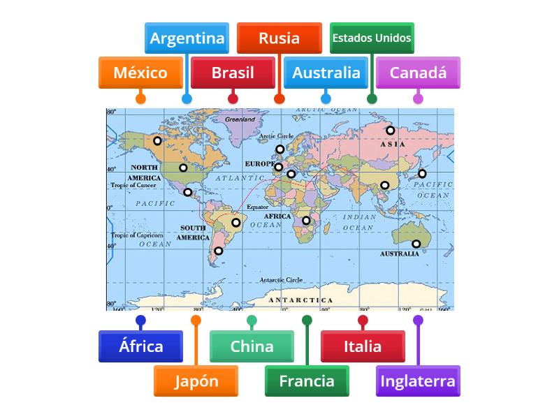 Mapa paises - Diagrama con etiquetas