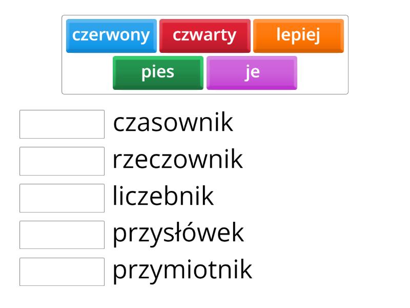 Quiz Wordwall Język Polski Rzeczowniki Krzyżówka. - Match Up