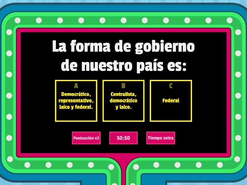 La Democracia, Forma De Gobierno (5to. Grado) - Gameshow Quiz