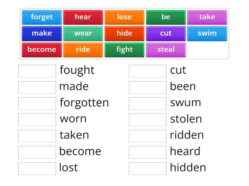 Verb 3 Practice - Match up